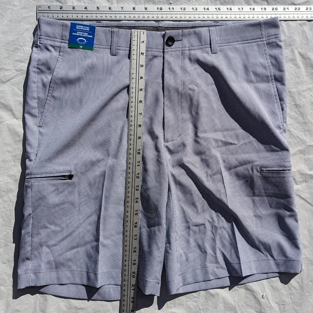 NWT Haggar Size 38 Cool  Right Utility Short Blue & White Stripe - Picture 3 of 7